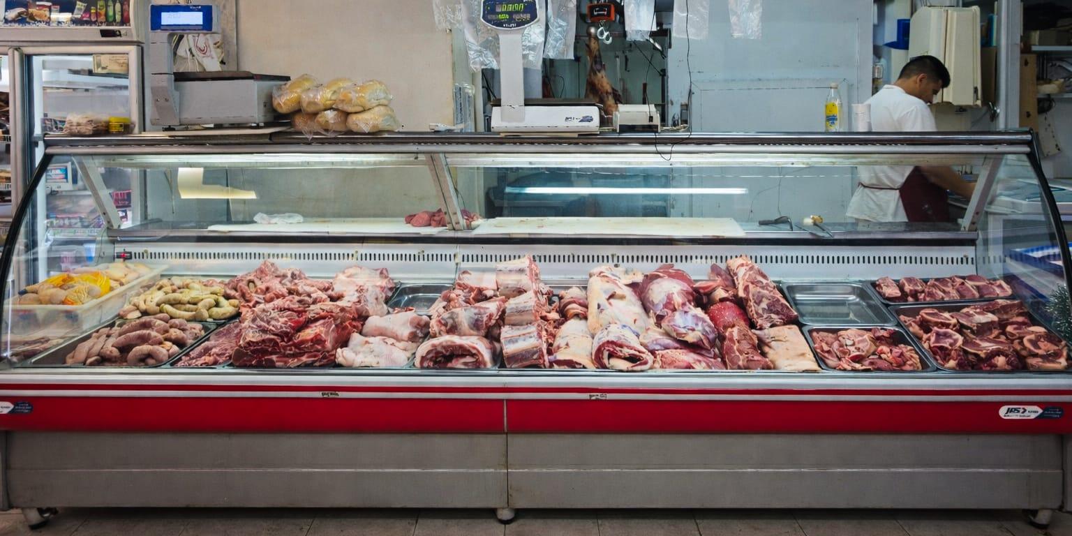 Interior de la carnicería con productos frescos